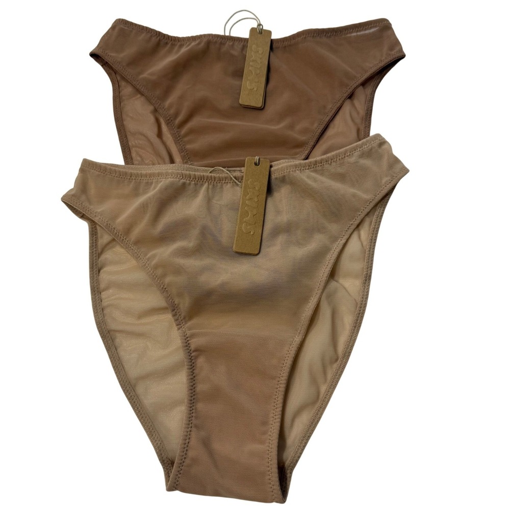 SKIMS Mesh High Cut Brief Lot of 2 Clay Sienna XXS